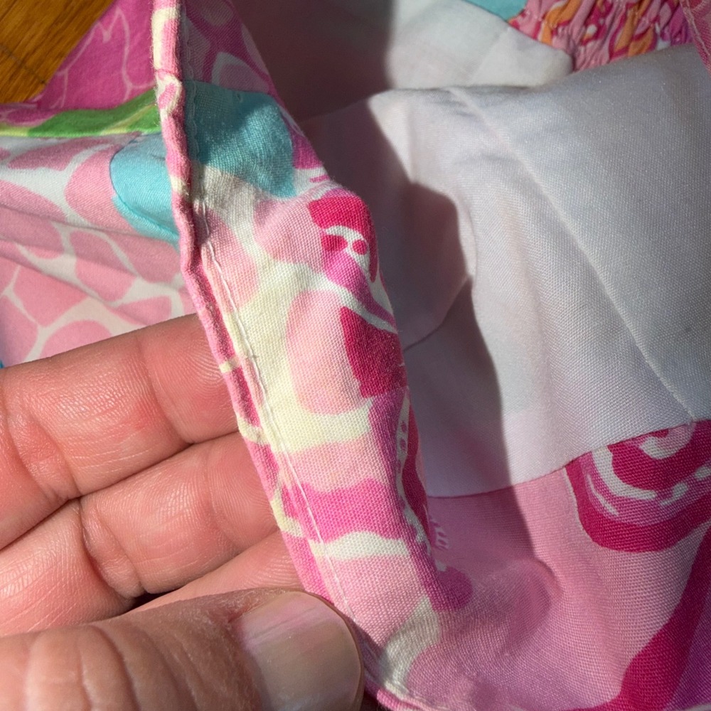 Vintage Lilly Pulitzer Patchwork Resortwear Cotton Shift Dress Pink Blue Size 8 - Picture 8 of 12